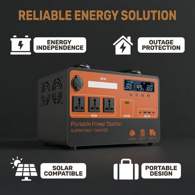 Outdoor Camping Home Backup Portable Power Station 1500W Multi-Port